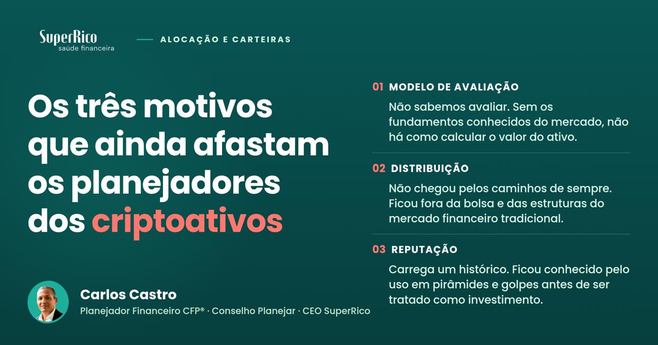 Os três motivos que ainda afastam os planejadores dos criptoativos